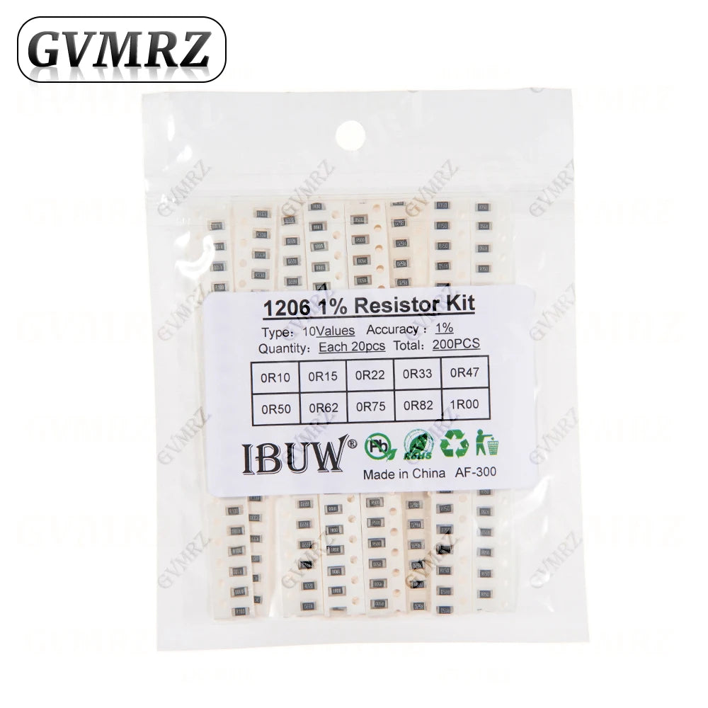 0201 0402 0603 0805 1206 1% 5% SMD Resistor Assorted Kit 1R-