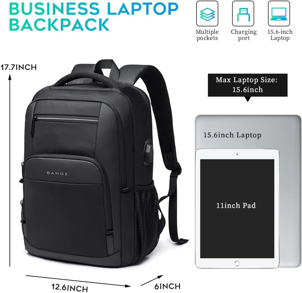 BANGE Lightweight 15.6 inch Laptop Backpack Waterproof USB C