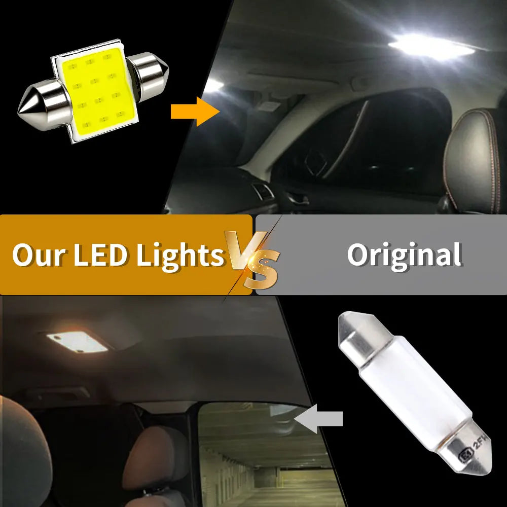 2PCS Powerful COB LED Festoon 31/36/39/41MM Signals 6000K Pl
