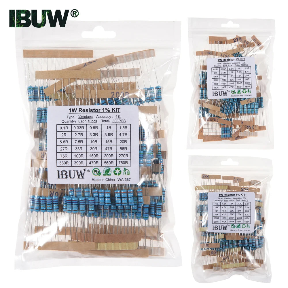 1/4W 1/2W 1W 2W 3W Resistance Set 1% Metal Film Resistor Ass