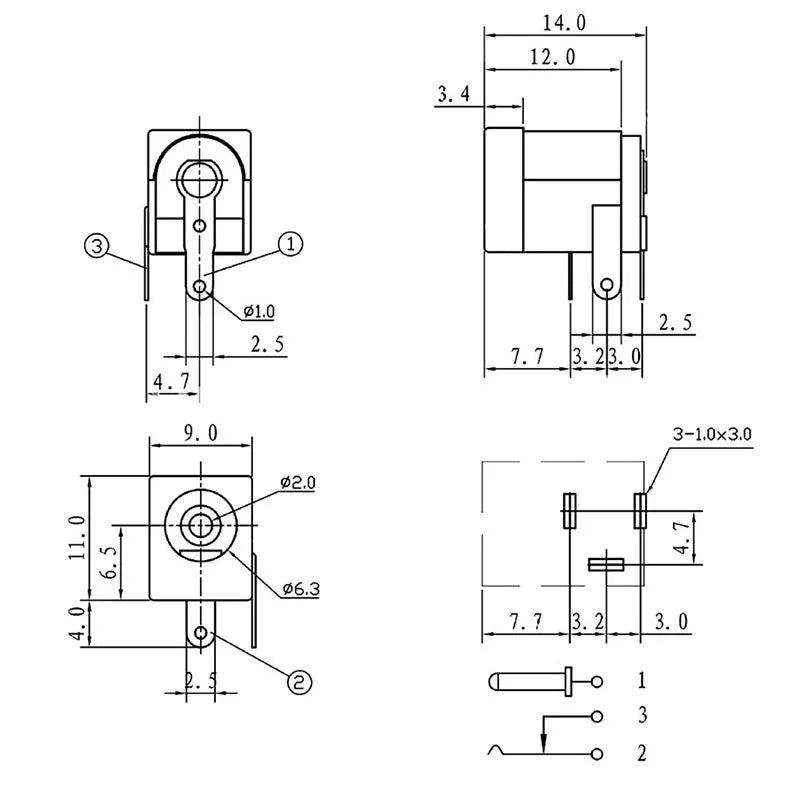 10Pcs DC-005 Black 5.5x2.1mm DC Power Jack Socket DC Female 