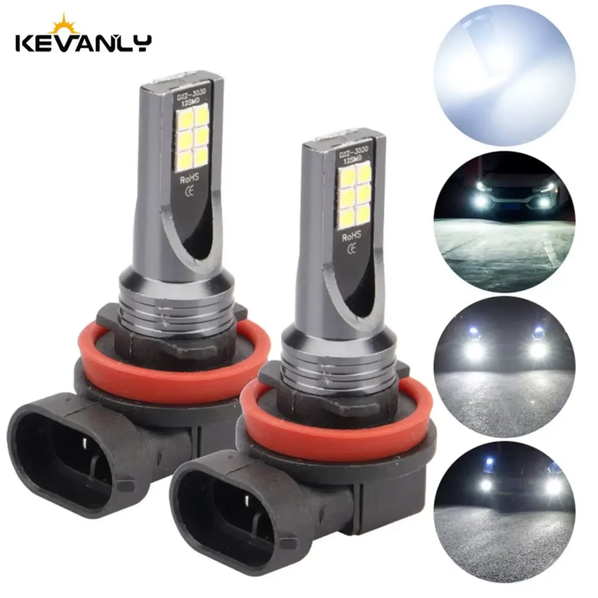 2pcs H8 H9 H1 H3 Led H11 9005 HB3 9006 HB4 Car CSP LED Fog H