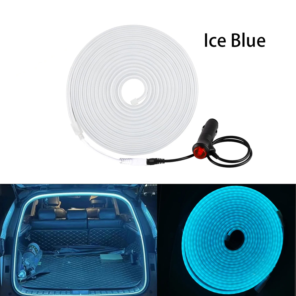 5m Universal Flexible LED Trunk Strip Interior Ambient Light Bar 12V Silicone Waterproof Light Strip Embedded Car Interior Light