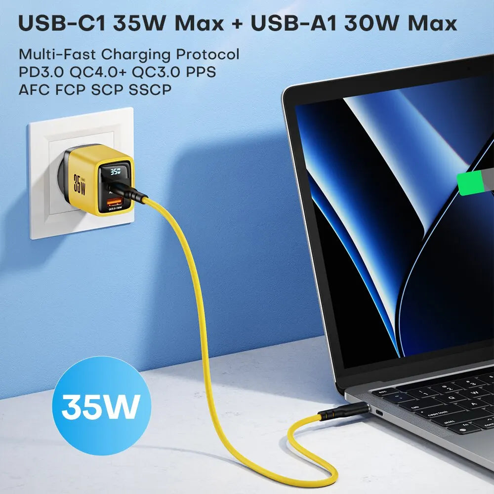 ASOMETECH 35W GaN Charger LED Display QC3.0 30W 25W PD PPS Q