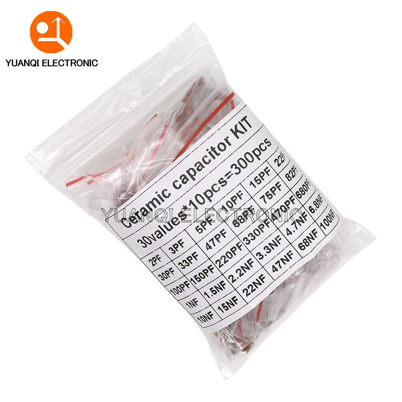 300pcs 50V Ceramic Capacitor Kit 2PF-0.1UF 30Values 10pcs Ca