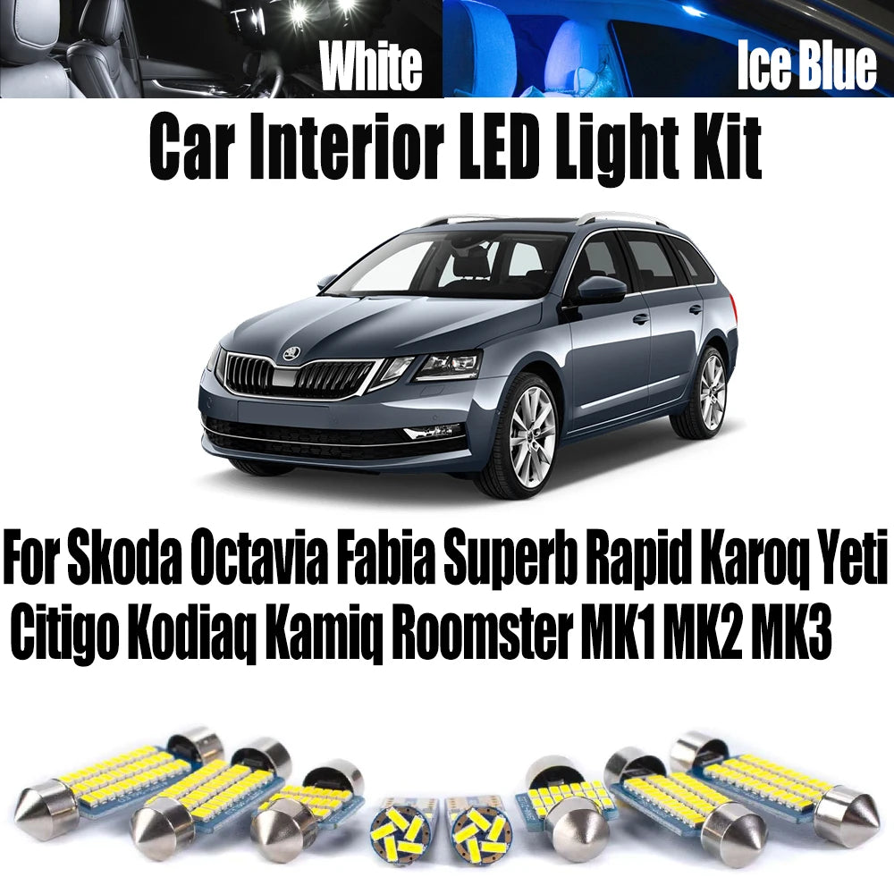 LED Interior Reading Light Kit For Skoda Octavia Fabia Superb Rapid Karoq Yeti Citigo Kodiaq Kamiq for Skoda