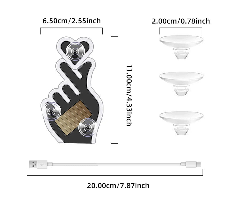 Solar Power Led Finger Heart Shaped Led Ambient Light Suctio