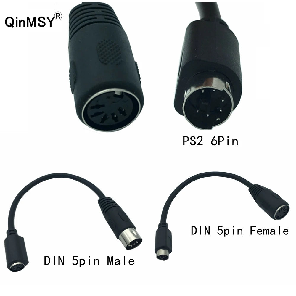 New PS2 DIN5 Male To MD6 Female Cable 0.15m For Keyboard Mou