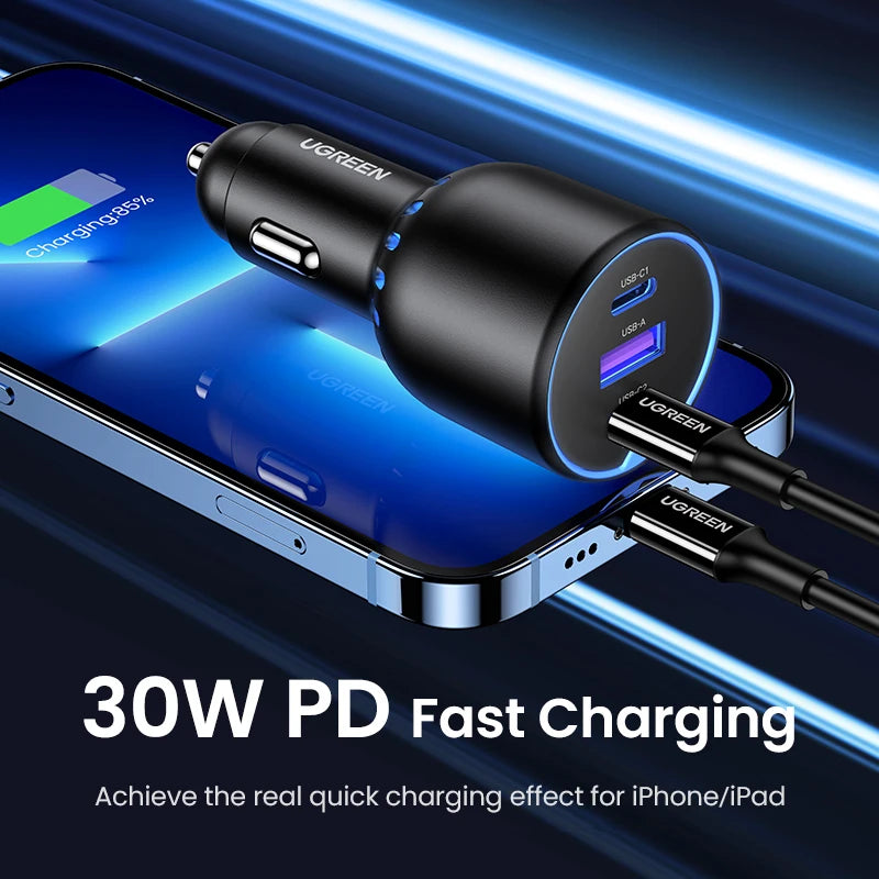 UGREEN 130W USB C Car Charger For Xiaomi iPhone 18 Samsung G
