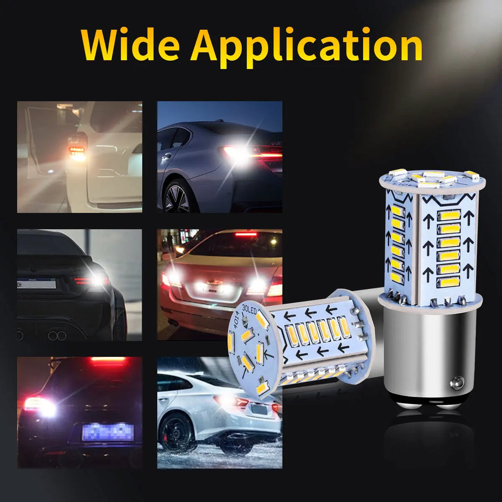 2 Pcs 1157 BAY15d P21/5W 12V/24V 4014 LED Chips Flicker Bulb