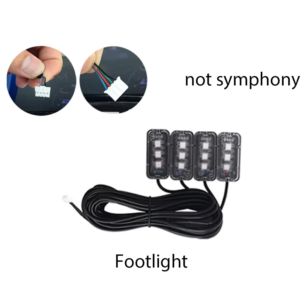 Dual Zone 18 in 1 RGB 64 Colors Acrylic Strip Car LED Ambient Light 35/75CM 110CM Parts Replacement Accessories (4 wires 4 pins)