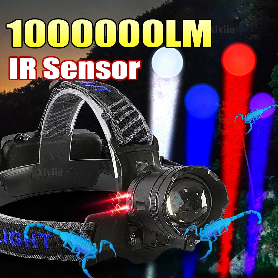 NEW 4core Super Bright LED Headlamp Red/Purple/Blue/White Fi