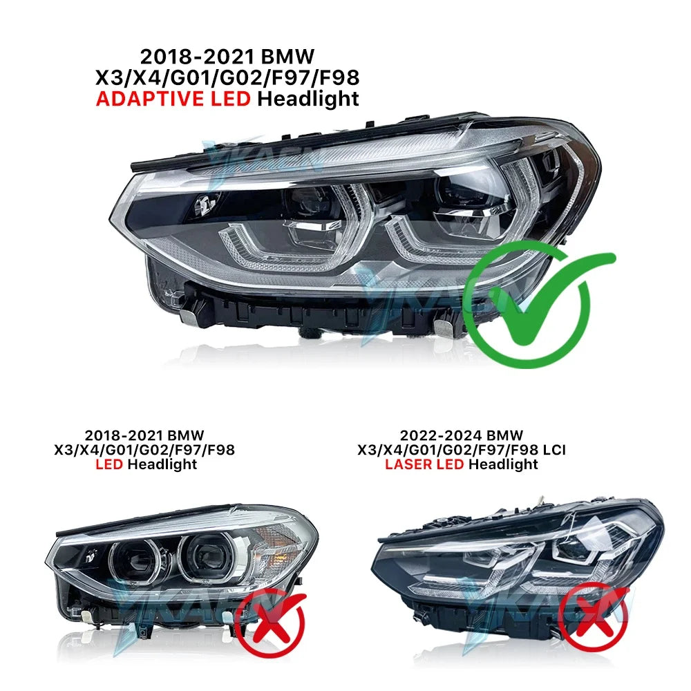 Angel Eyes Daytime Running Lights For 18-21 BMW X3 G01 X3M F97 X4 G02 X4M F98 Adaptive Headlight LED DRL