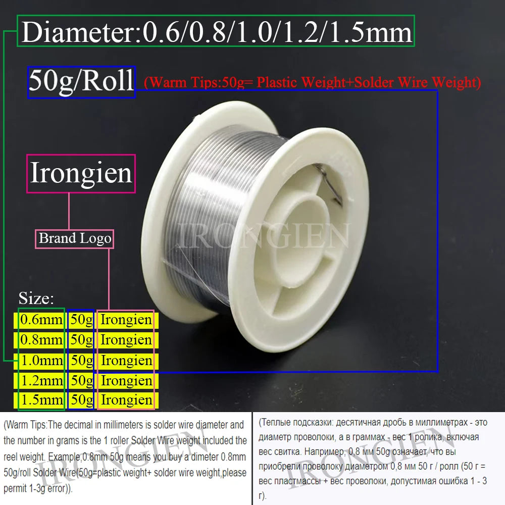 Irongien High Purity Soldering Wire 8g50g/Roll Mixed Tin Ros