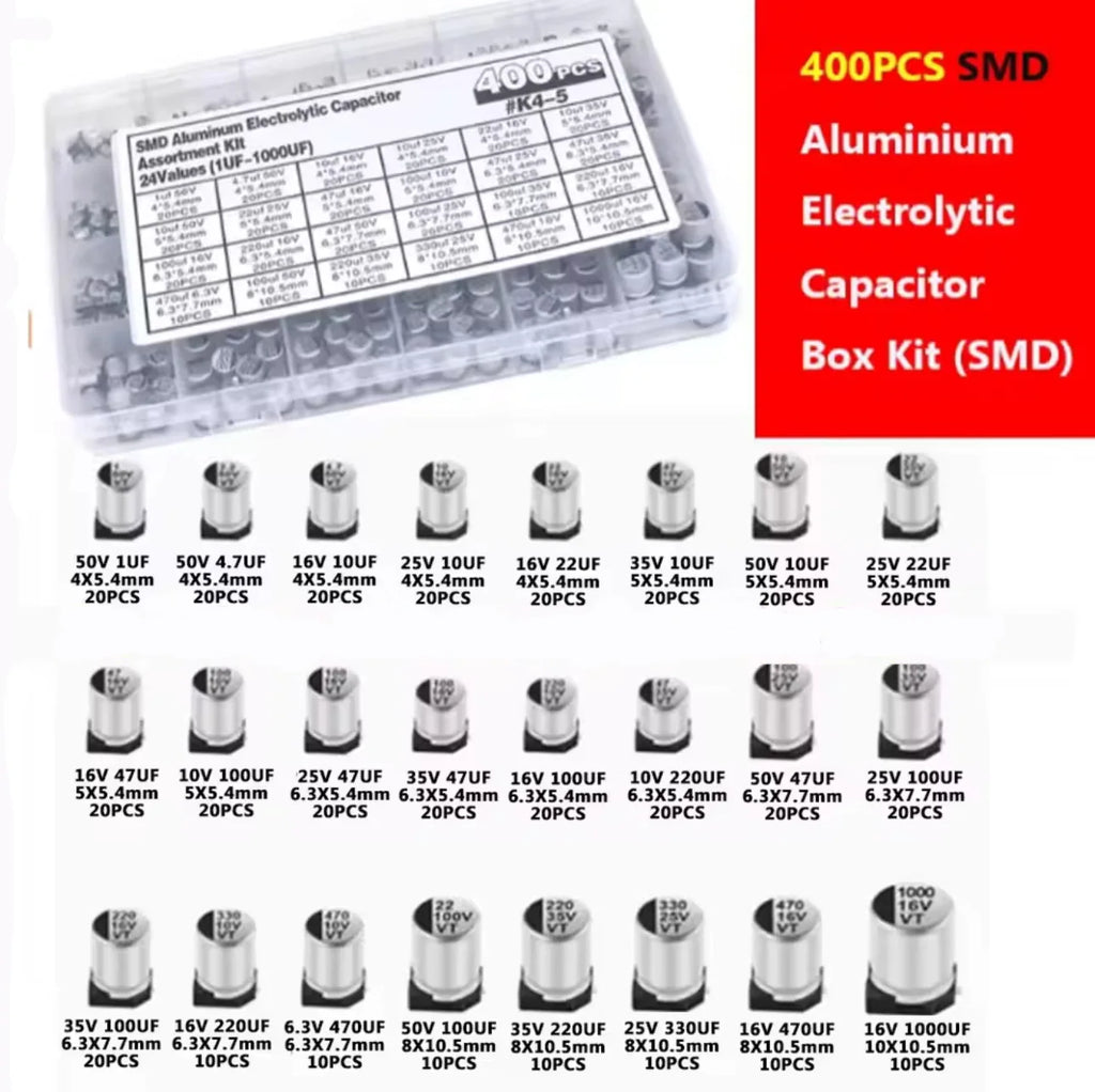 145PCS/400PCS Capacitor Kit Aluminum Electrolytic SMD Conden
