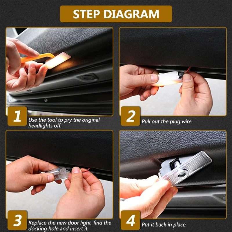 2PCS Led Car Door Ghost Light Laser Projector Welcome Lamp f