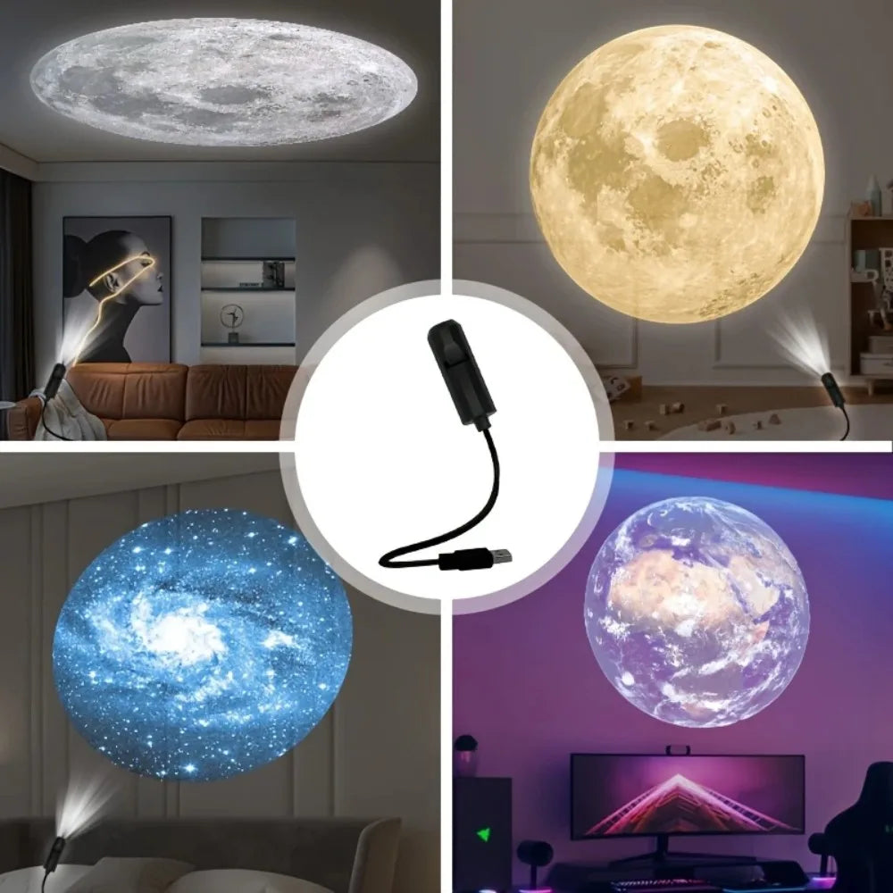 Moon USB Projector Light Custom Creative Pattern Room Atmosp