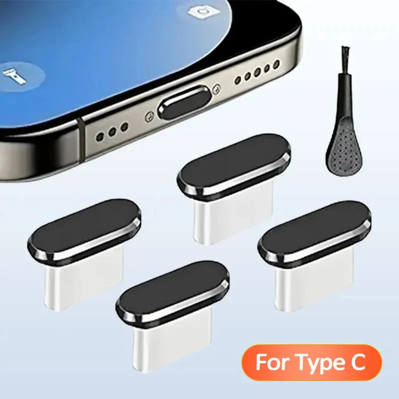 4Pcs USB C Dust Plug With Cleaning Brush Anti Dust USB-C Plu