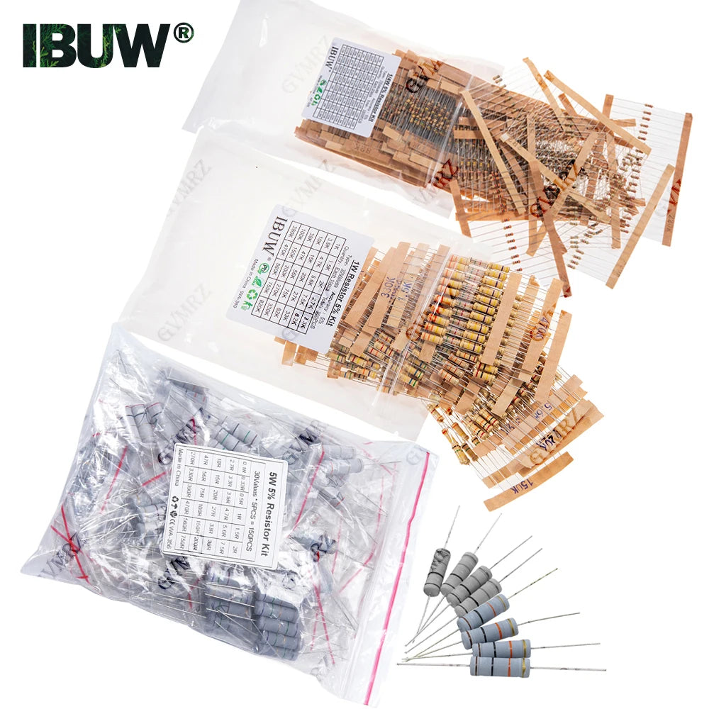 1/2W 1W 2W 3W Resistance 5% Carbon Film Resistor Assortment 