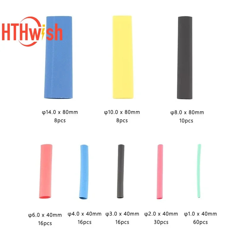 164PCS Colorful Heat Shrink Tubing Kit 2 1 Ratio Insulation 