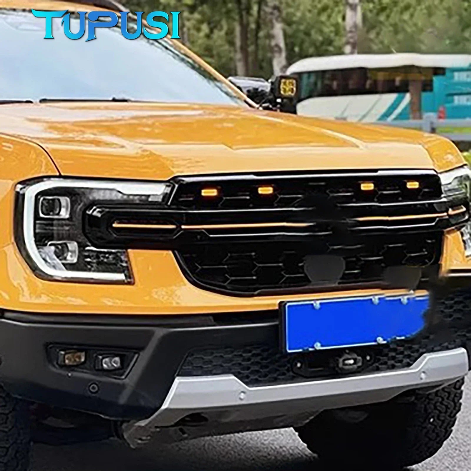 Amber White for Ford Ranger Wildtrack T9 2023 2024 2025 Car Front Grille LED Light Modified Vehicle for Ford