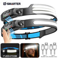 Induction Headlamp COB+LED Head Flashlight Built in Battery 