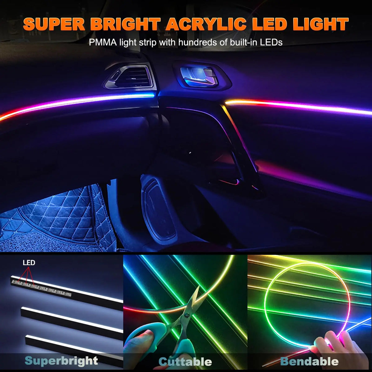 Universal Symphony Car Ambient Lights LED Interior RGB Strea