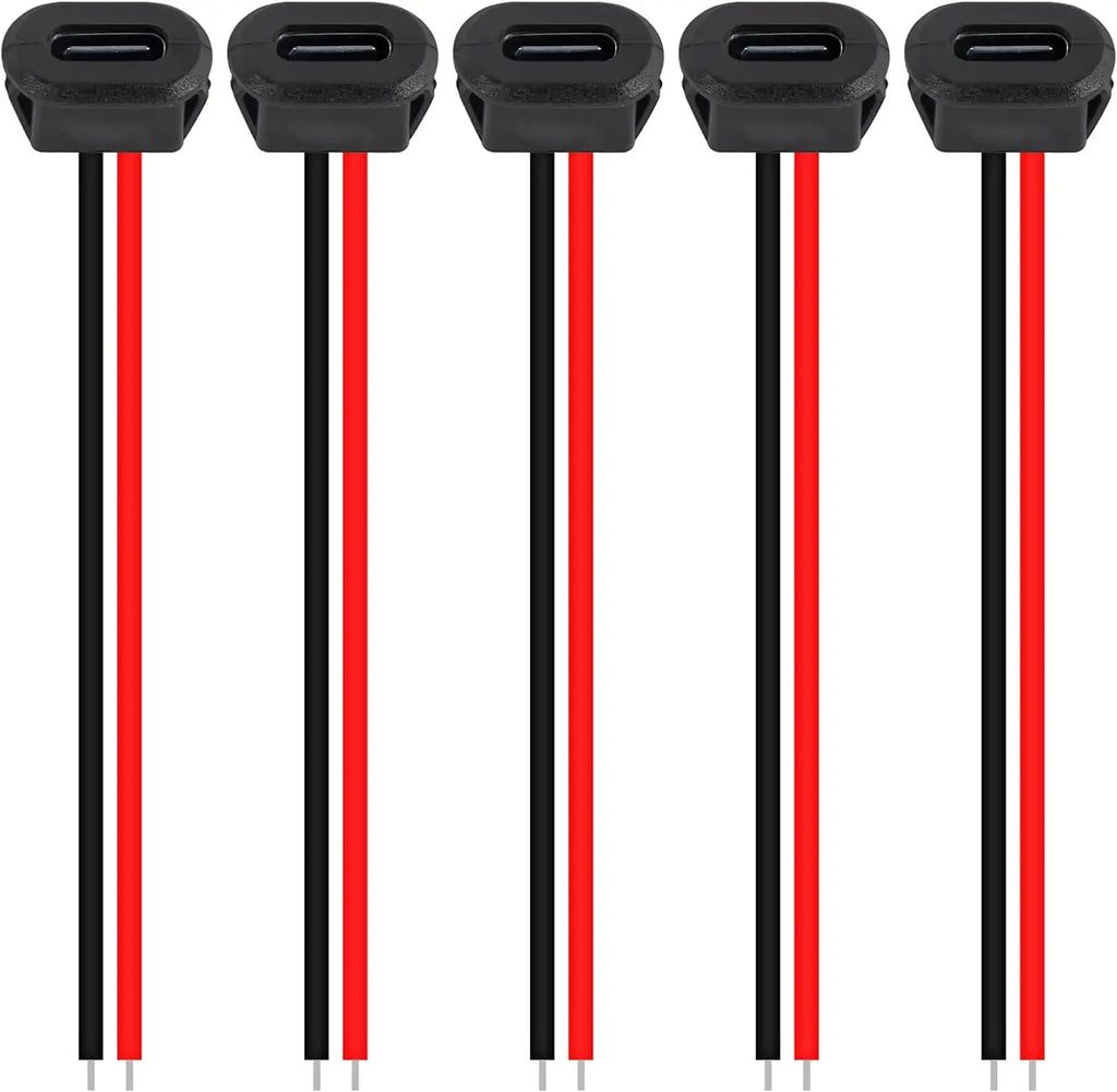 10PCS Type-C Female 2Pin USB Connector Type-C Waterproof wit