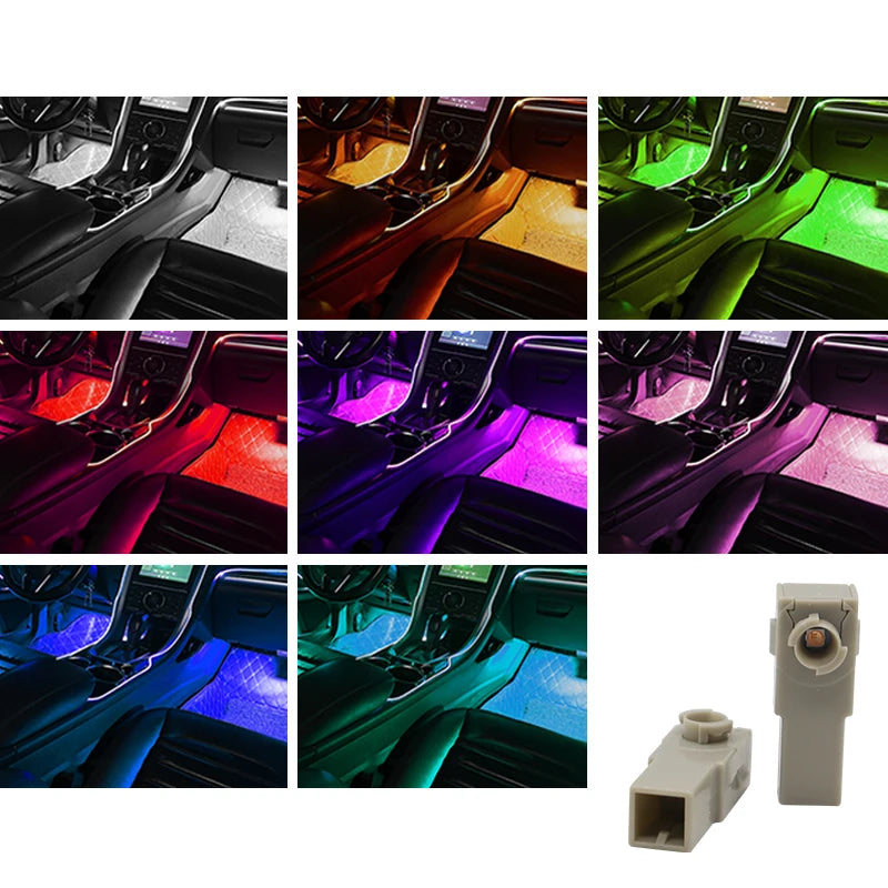2Pcs Car Interior LED Signal Foot Light Ambient Lamp Indoor 