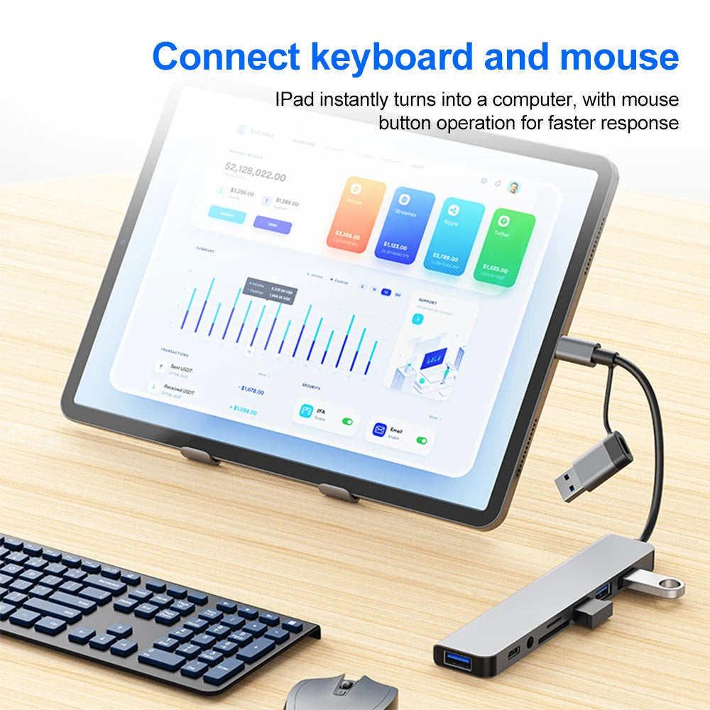 USB C Hub 3 0 Aluminum 7 in 1 USB Extender Splitter with 1 U