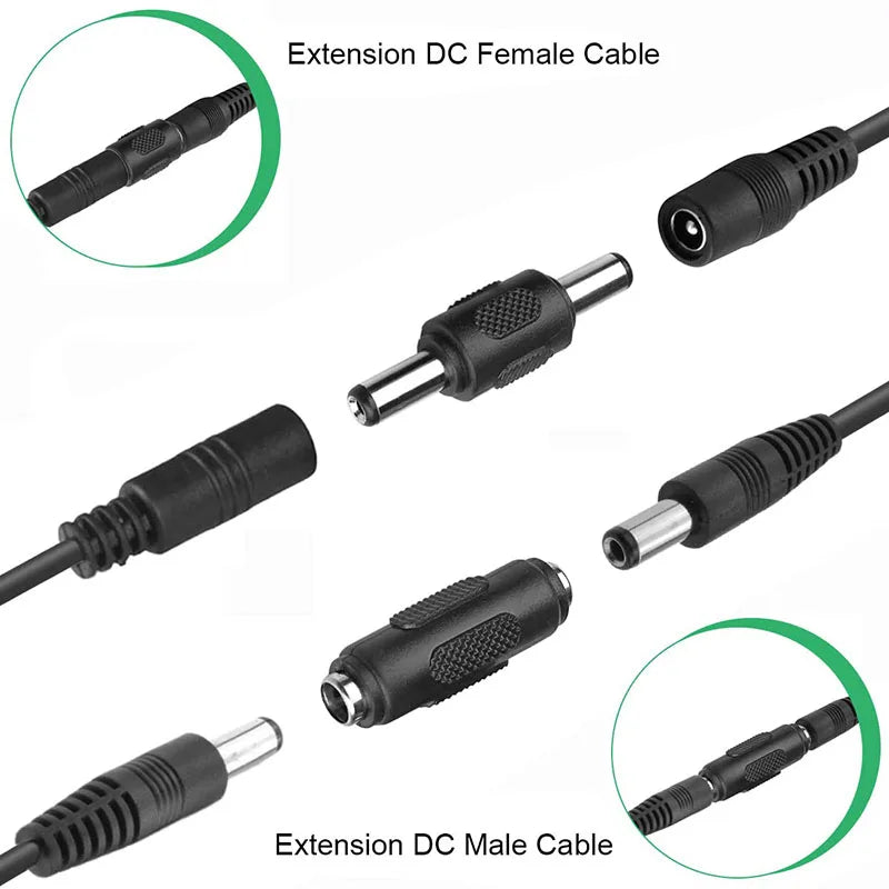5.5x2.1mm DC Male Female Power Connector 12V/24V Adapter Jac
