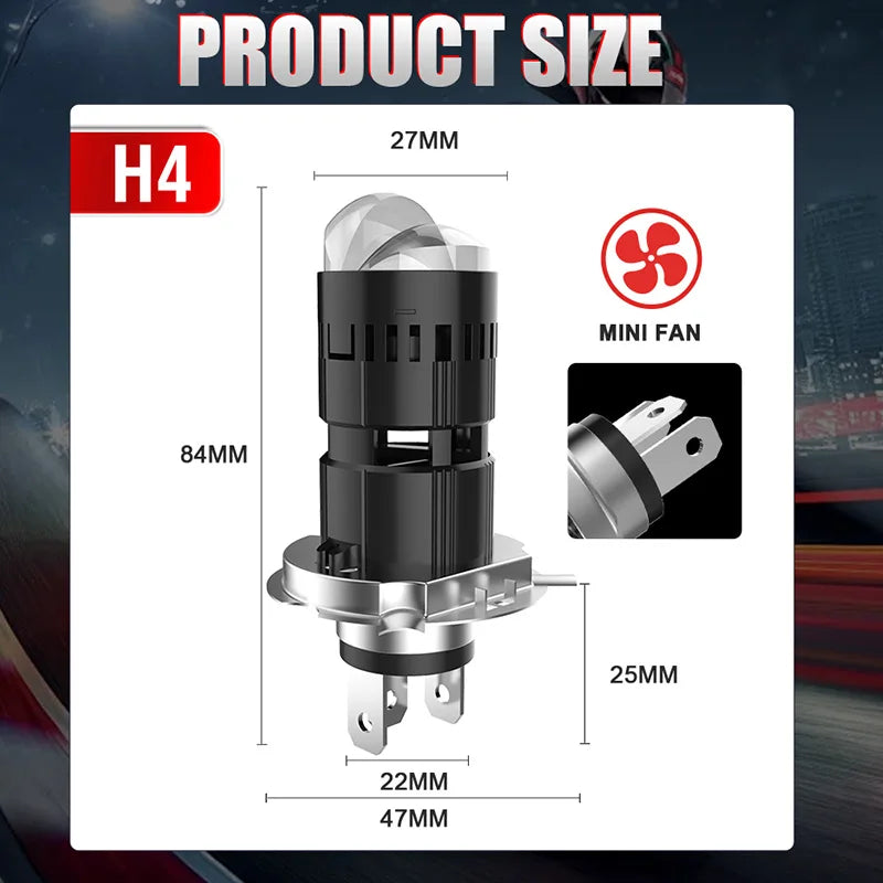Bullvision H4 Bi Mini LED Projector Lens Car Bulb Auto Headl