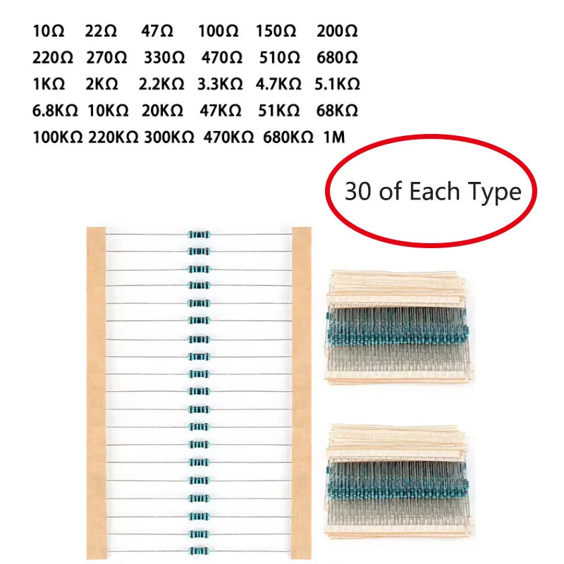 Metal Film 1 4W Film Resistor 300 600Pcs 4W Metal 10R 1M Res