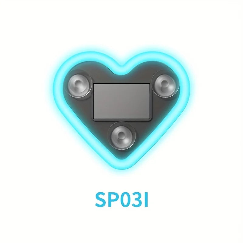 Solar-Powered Led Car Window Neon Lights - Heart-Shaped Rgb-Free Color-Changing Interior Wiring Free Atmosphere Light