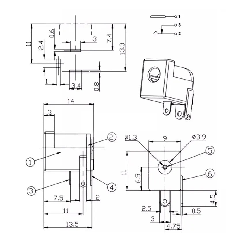 Cltgxdd 10/20/50/100pcs DC Power Jack Female Socket Connecto