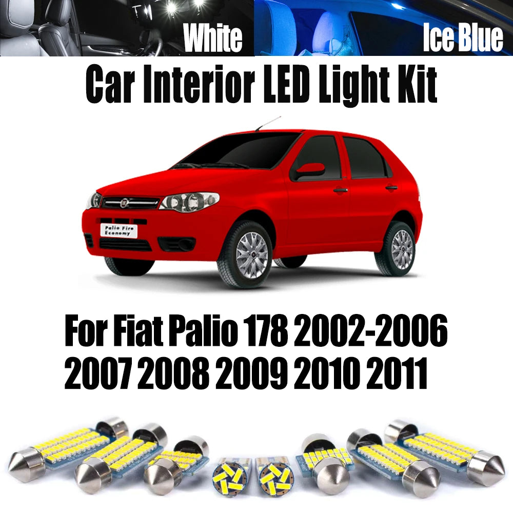 7-Piece LED Interior Light Kit for Fiat 2002-2009 - Canbus Error-Free Interior Bulbs