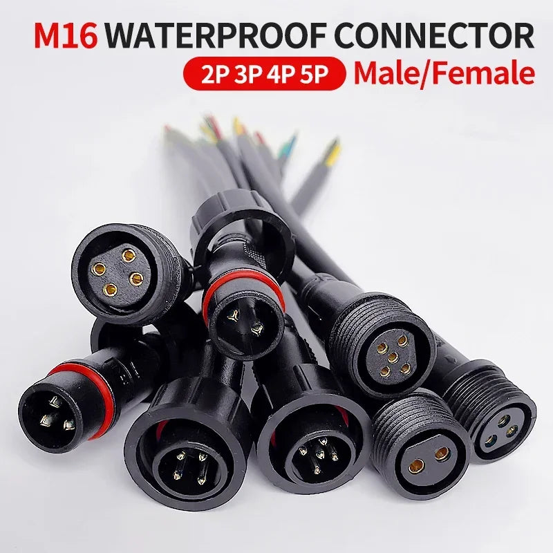 5/20Pcs M16 Waterproof 2 3 4 5 Pin IP65 Cable Wire Plug for 