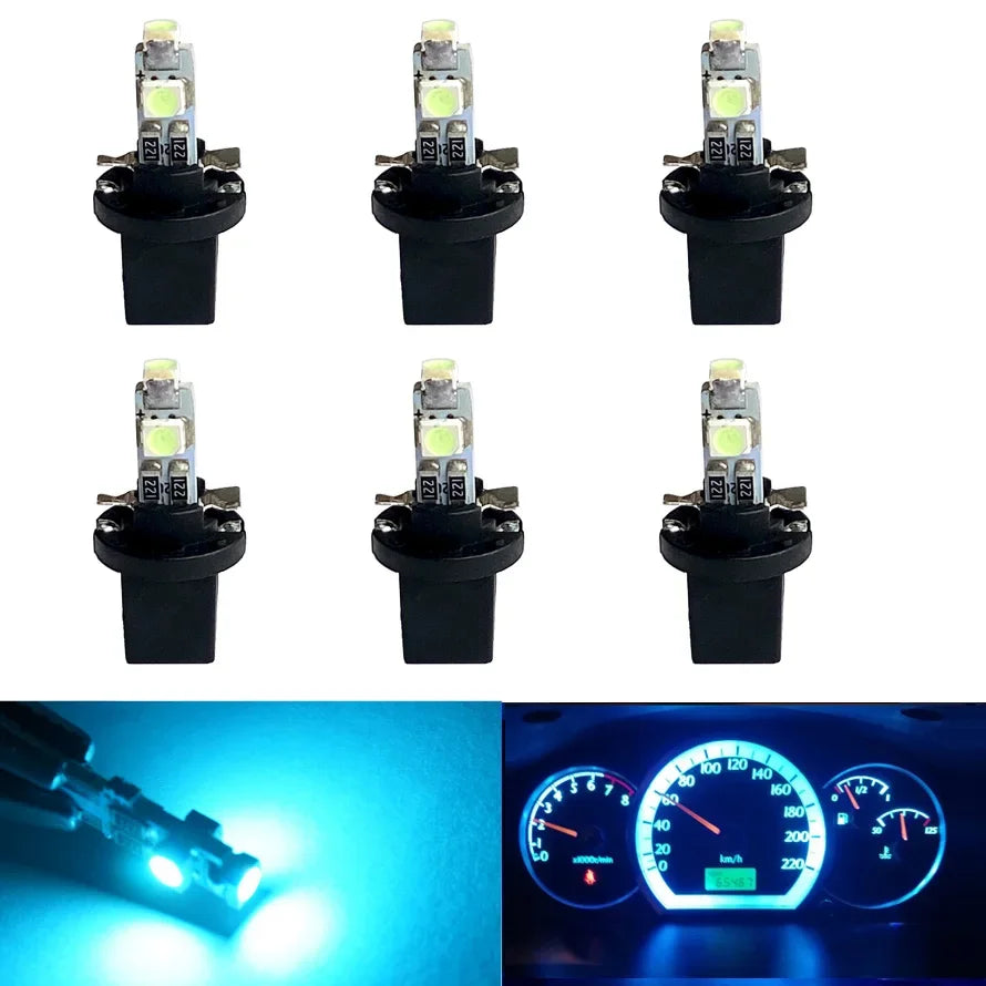 8Pcs T5 B8.5 B8.5D W1.2W W3W PC74 PC37 Led Bulb Car Interior