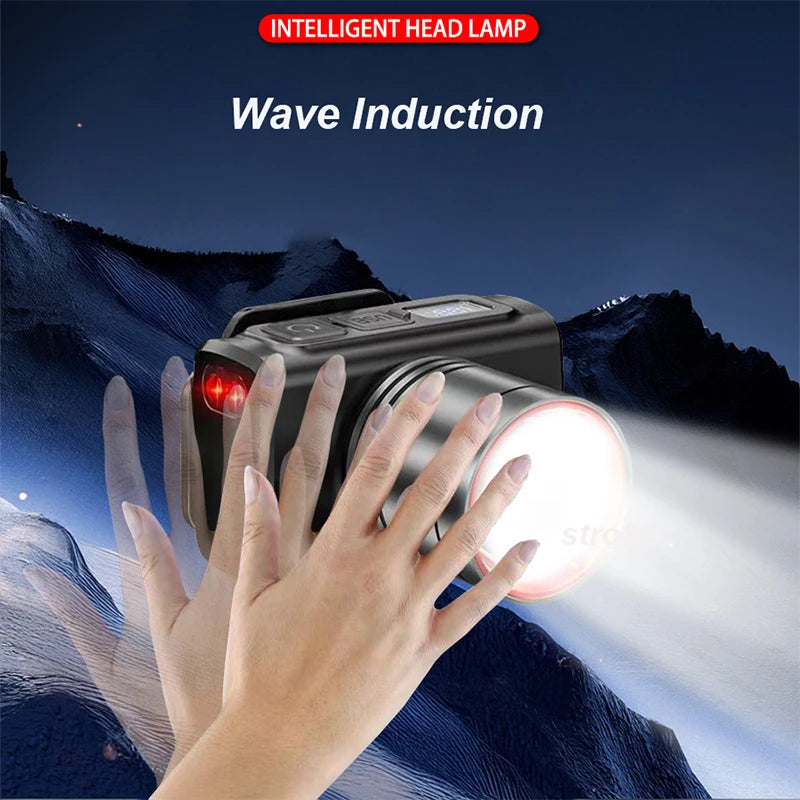 USB Rechargeable Headlamp Super Bright Head Light Motion Sen