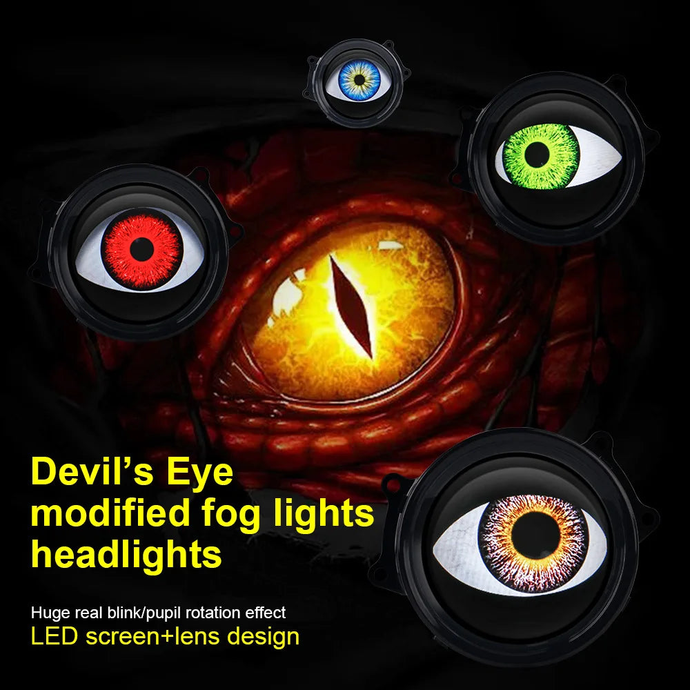 Universal 3 inch LED Lens Devil s Eyes Dynamic 33Mode Remote