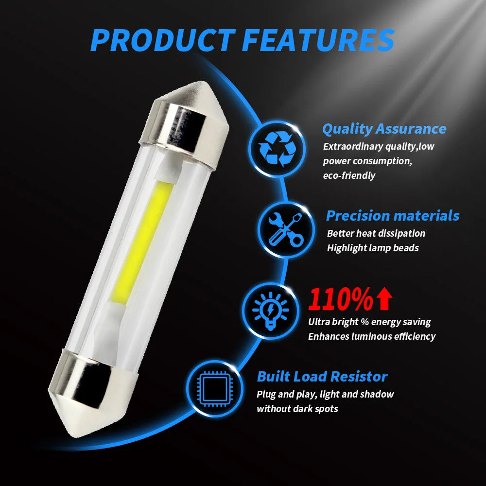 2PCS/4PCS 31 36 39 41mm Sv8.5 C5w C10w Led White Festoon Led