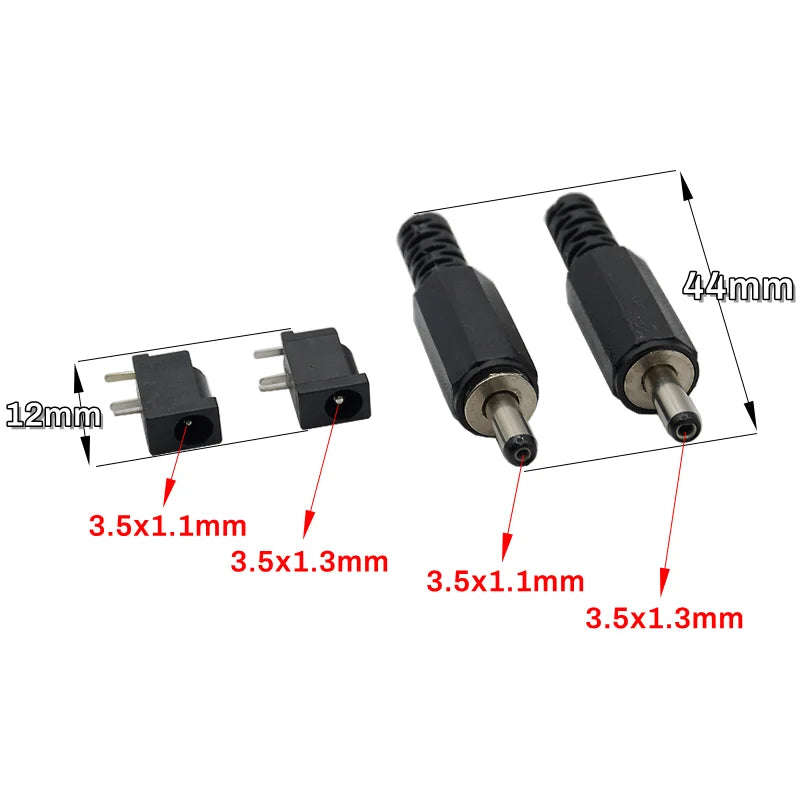 10pcs DC002 3.5x1.1mm 3.5x1.3mm DC Power Plug Jack DC-002 1A