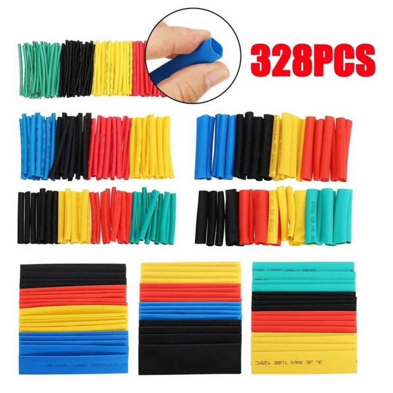 580/328/127PCS Heat Shrink Tubing Wrapping Kit 2 1 Shrinkable Wire Shrinking Wrap Tubing Wire Connect Cover Protection Sleeving