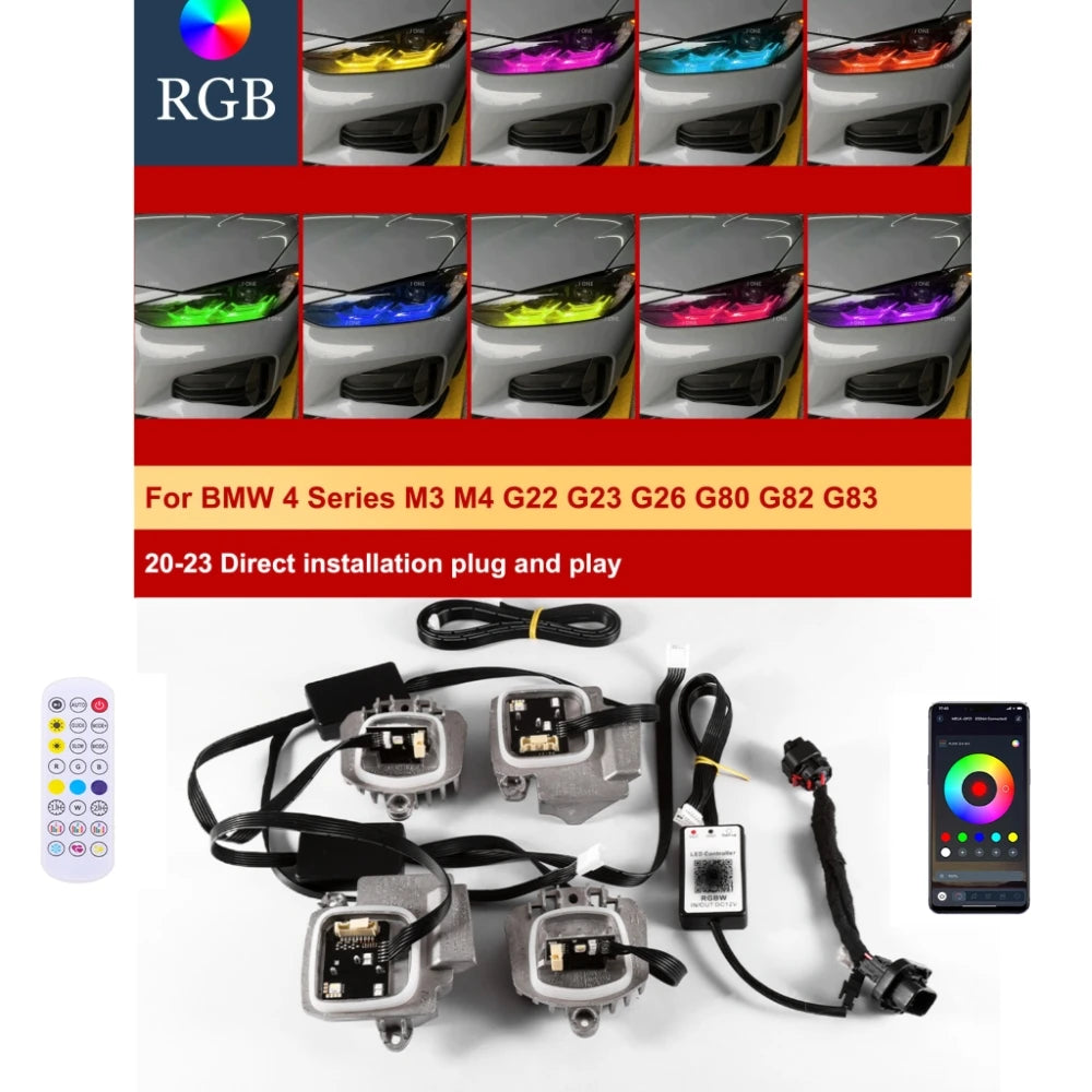 DRL Control For 2021-2024 BMW M3 M4 CSL 4 series G80 G22 G82 G23 G26 LED Headlight Yellow Red Blue RGB for