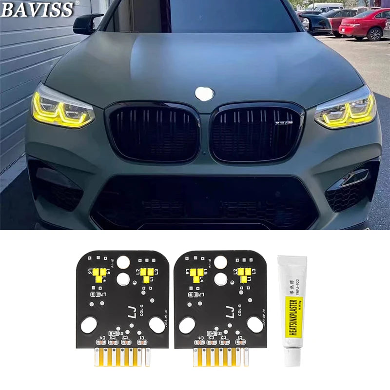 Angel Eyes 18-21 For BMW X3 X3M F97 G01 X4 X4M G02 Lemon Yellow DRL Module LED Boards Daytime Running Lights