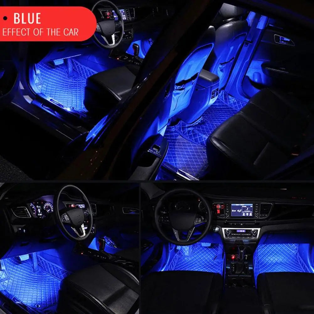 New LED Car Interior Ambient Foot Strip Light Kit Backlight 