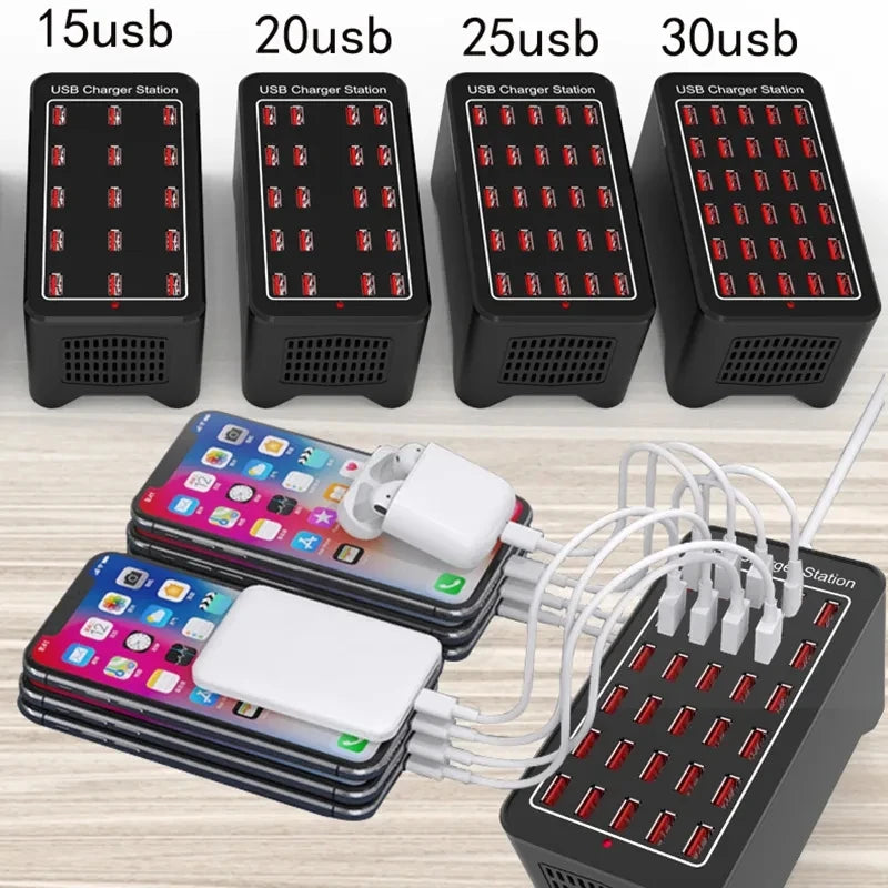 USB Charger 10 15 20 25 30 Ports HUB 150W Universal Wall Des