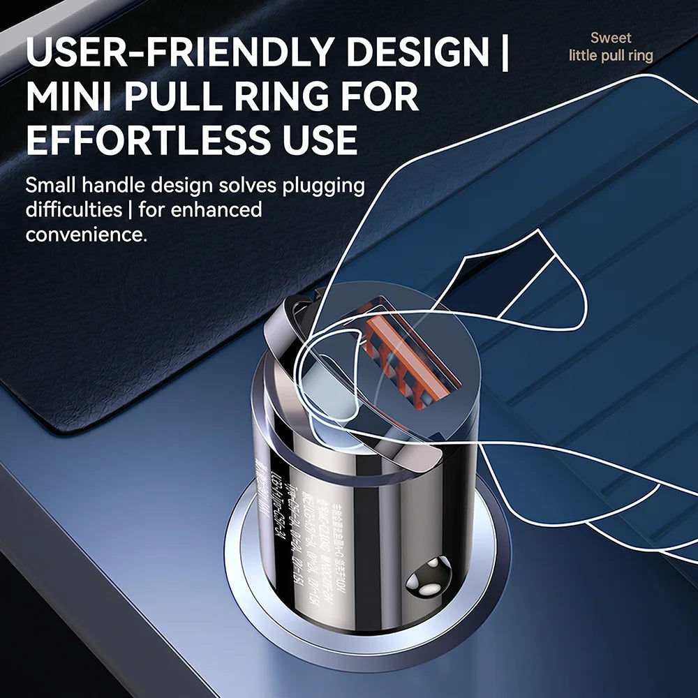 Mini Super Car Charger USB C Dual Port Fast Charging Adapter
