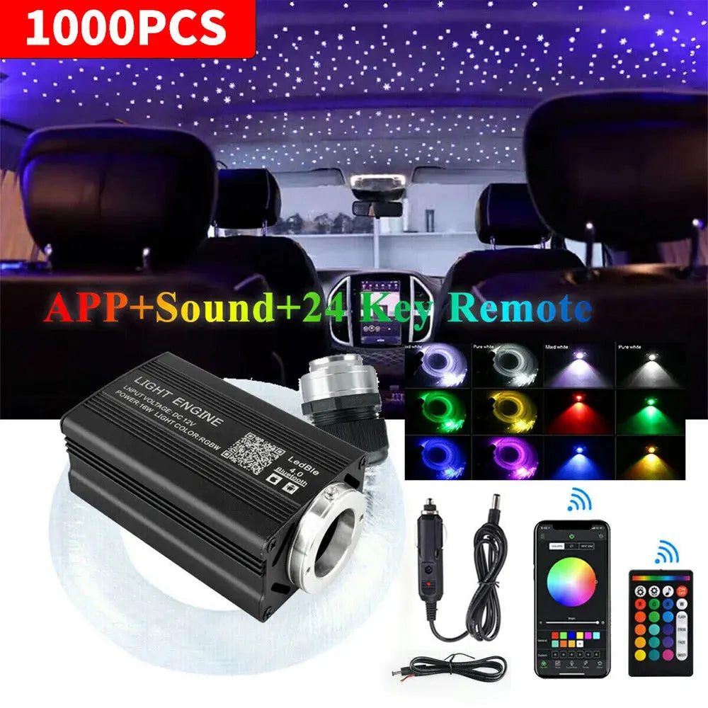 Car Starry Sky 1000pcs Bluetooth AppRGB Remote Control Starr