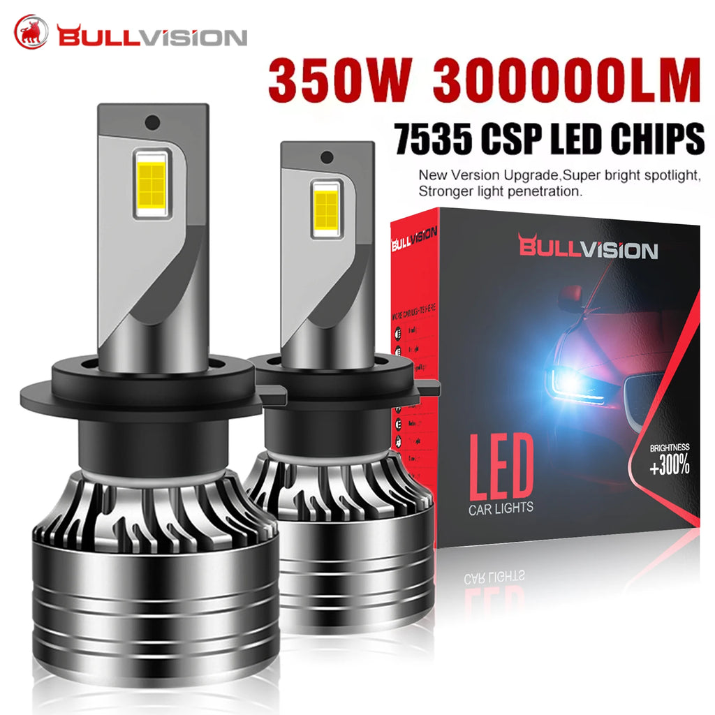 Bullvision 2PCS Car Lights H7 H4 H1 9006 H11 9005 H8 H9 Supe